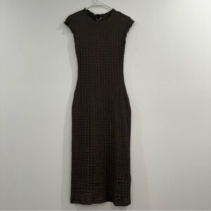 Zara Elegant Dark Green Textured Dress